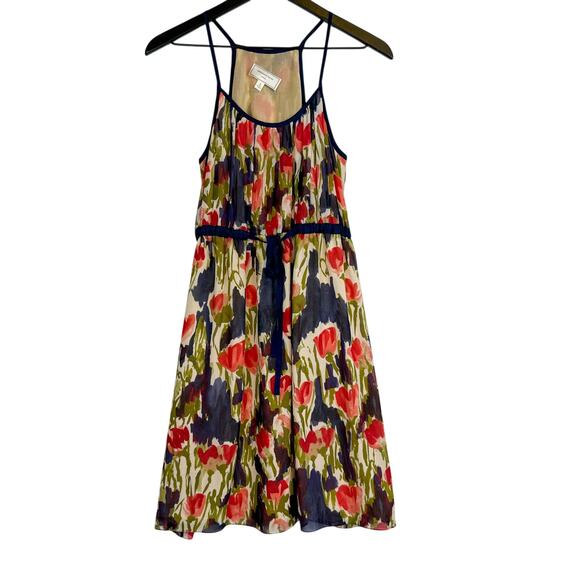 Anthropologie Dresses & Skirts - Mouliette Soeurs Anthropologie 100% Silk Mini Floral Dress Beige Blue - 4